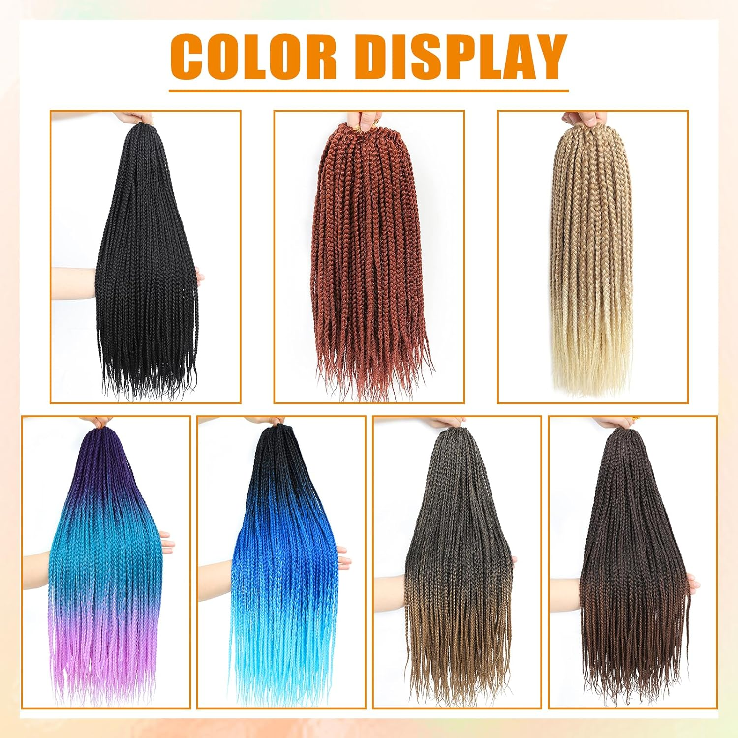 AMLUCKS Box Braids Crochet Hair 6 Packs Pre Looped Knotless Medium 3X Braids Goddess Box Braids Crochet Hair Extensions for Black Women Braiding Hair (350#, 14Inch) image number 1