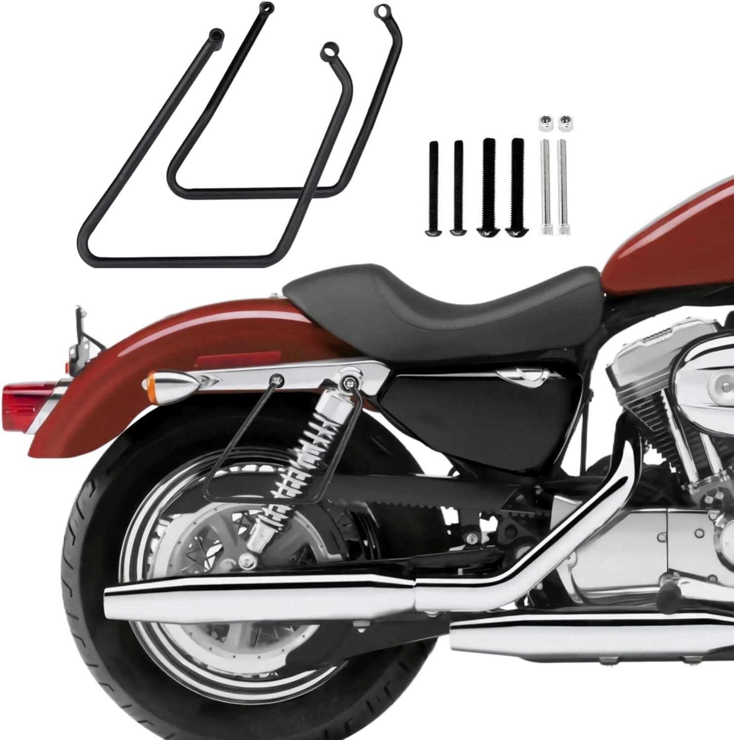 Black Saddlebag Supports Bracket Mount Kit Fit for Harley Softail Standard 2020-2025 /Slim 2018-2021 /Street Bob 2018-2025