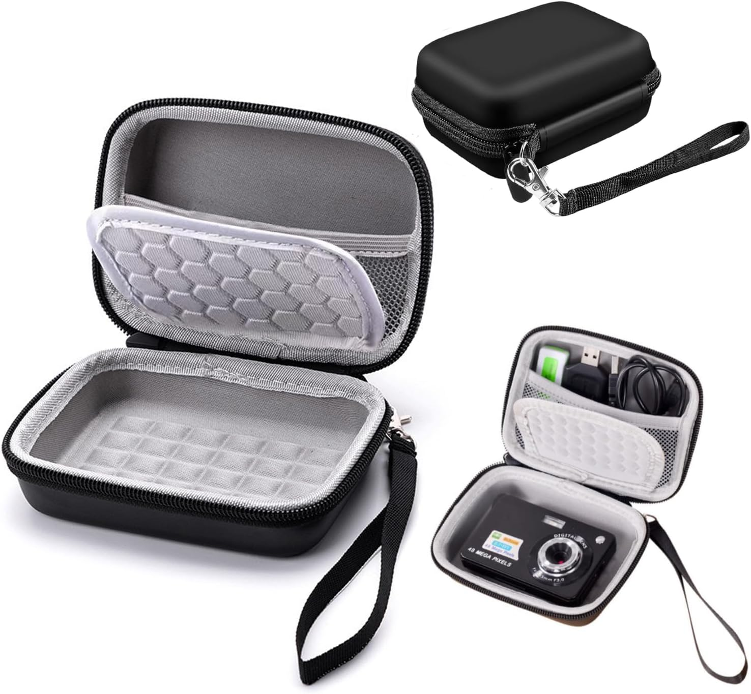 Protective Carrying for Digital Camera, Abergbest 21 Mega Pixels ，Kodak Pixpro/Canon Powershot ELPH 180/190 / Sony DSCW800 / DSCW830 Cameras with Adjustable Straps Mesh Pocket (1Pcs) image number 2