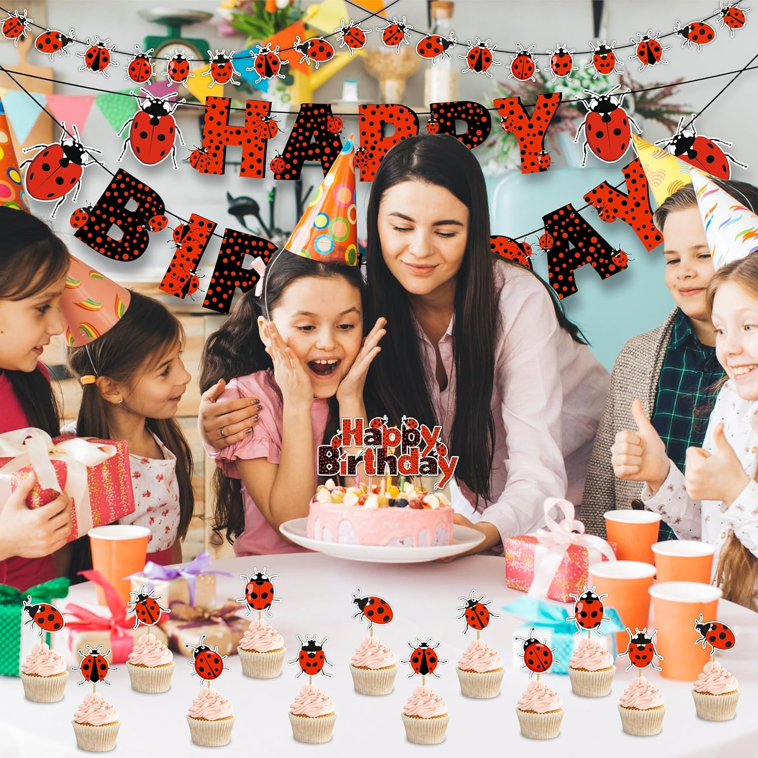 Ladybugs Theme Birthday Party Supplies - Fun & Colorful Decorations Set for Kids & Adults, Perfect for Birthday Celebrations, Easy to Set up & Durable image number 6