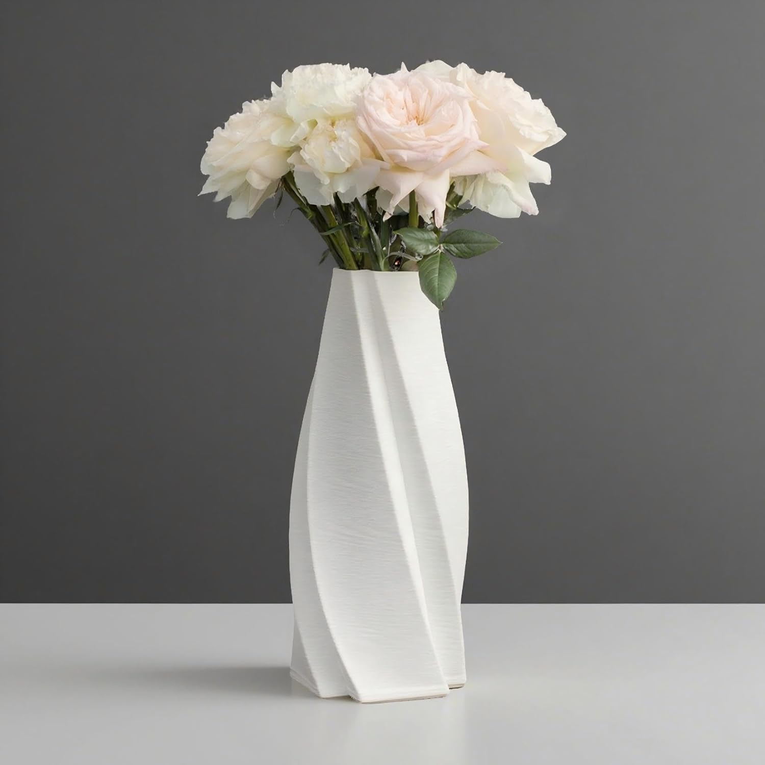 Ballarart CO Ceramic Vase for Home Decor - White Flower Vase Living Room Decor, Modern Decorative Vase with Anti-Slip EVA Base