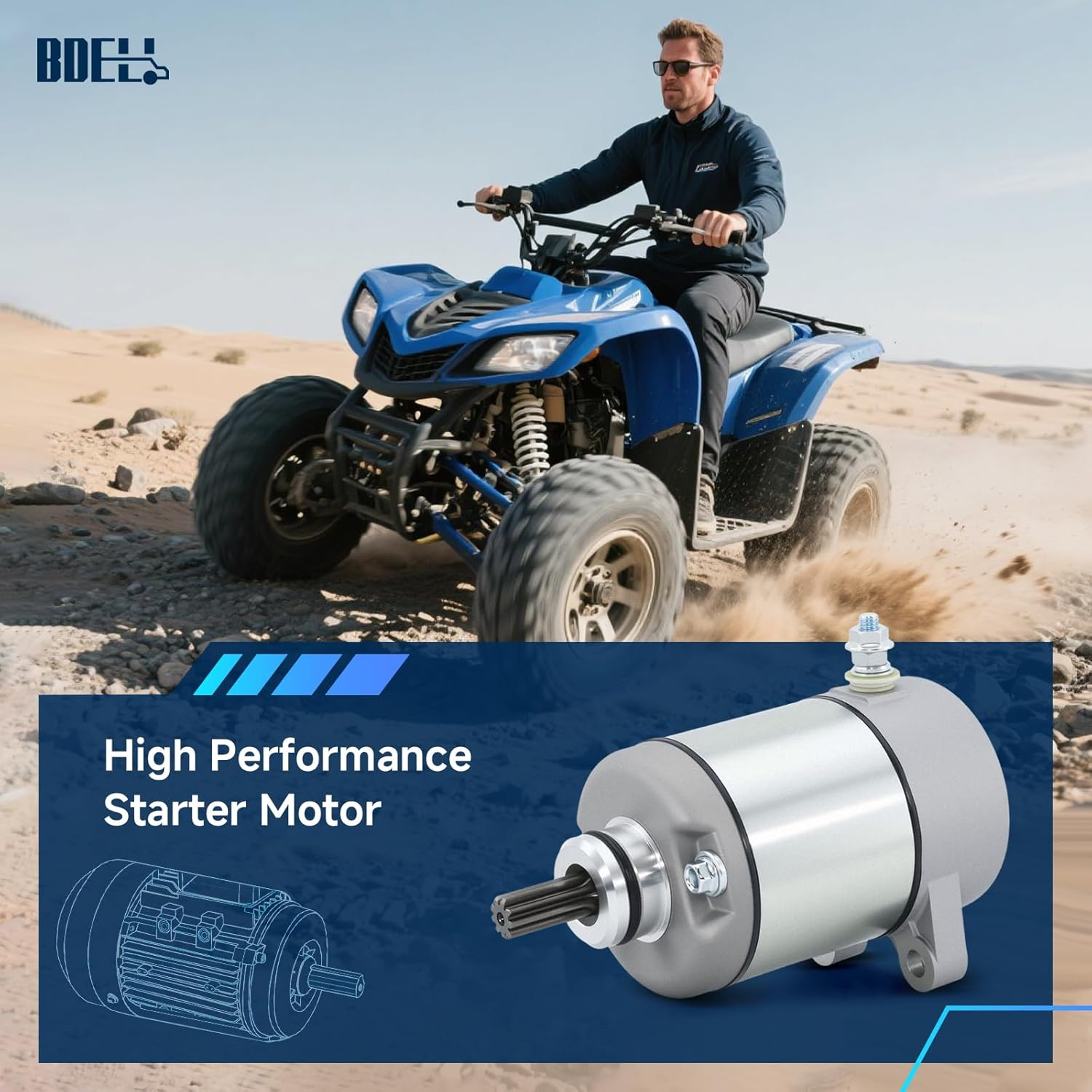 Starter New for Honda 350 Fourtrax Rancher TRX350 TRX TRX350FE TRX350FM TRX350TE TRX350TM 2000 2001 2002 2003 2004 2005 2006 18607 18607N 31200-HN5-671 31200-HN5-A81 31200-HN5-M01 SMU0215 41054038 image number 4