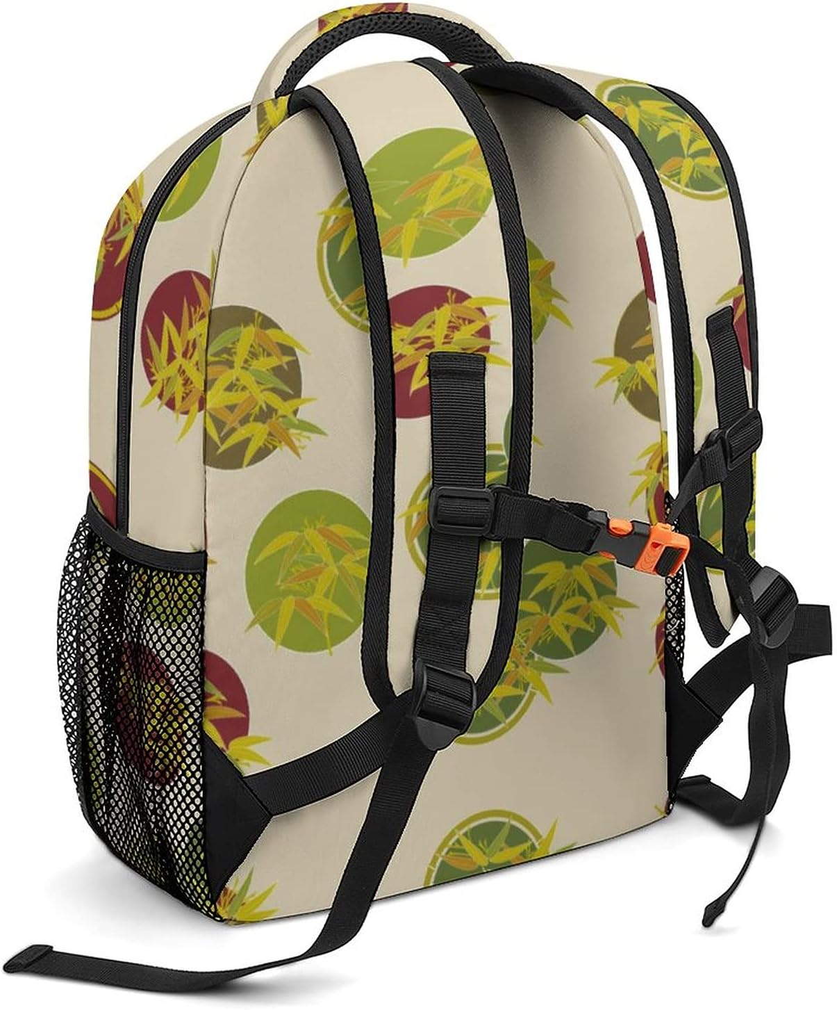 Children'S Backpack Decorative Texture Bamboo Leaves Cute School Backpack for Girls Middle School,Nylon Student Backpacks Bulk,Adjustable Shoulder Waterproof image number 4