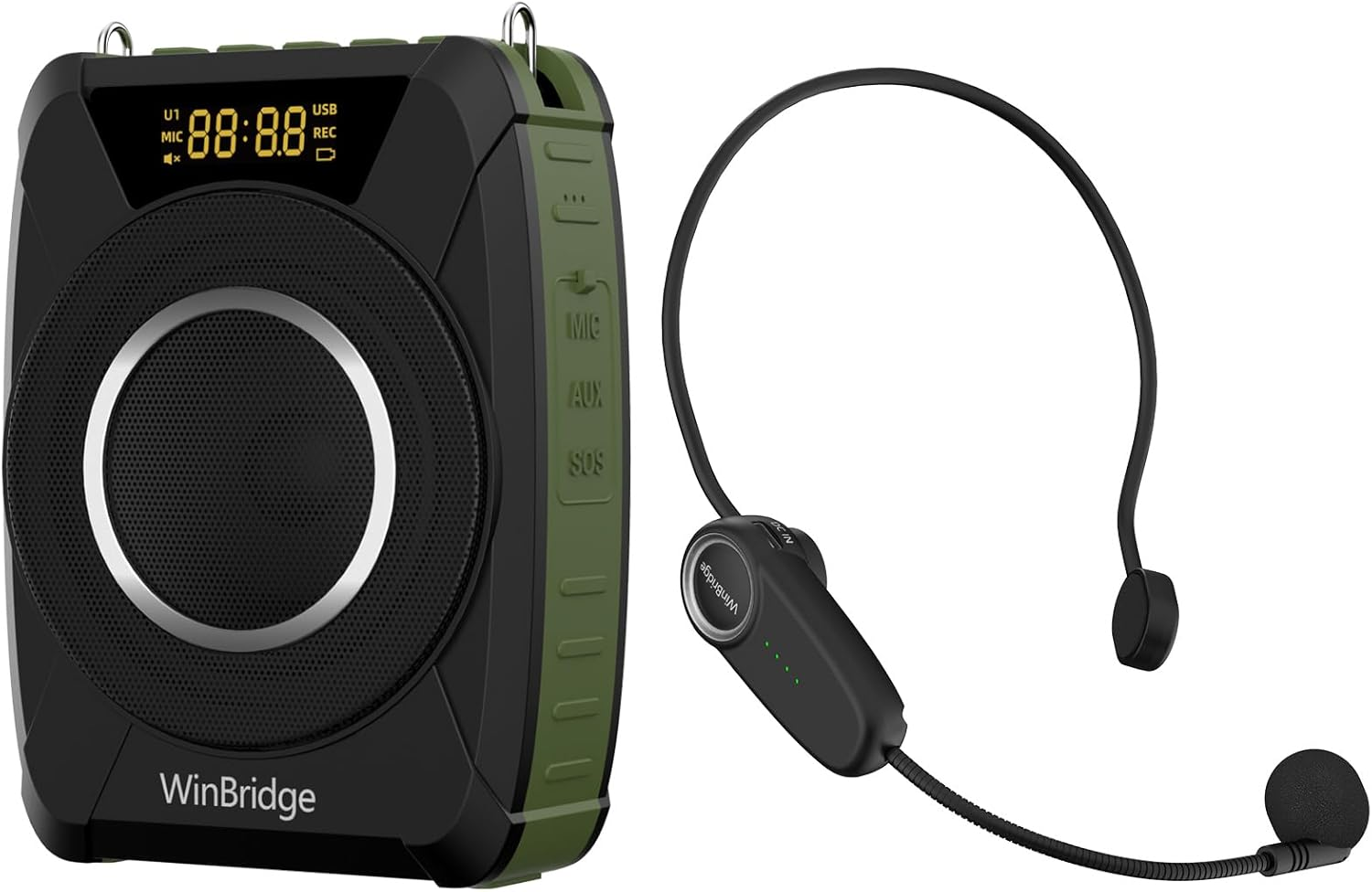 Bluetooth 5.0 Voice Amplifier with Wireless Micropohne Headset, 3 in 1 Waterproof Speaker, Wireless Voice Amplifier and Siren, 20W Loudly Portable Megaphone PA System for Teachers image number 1