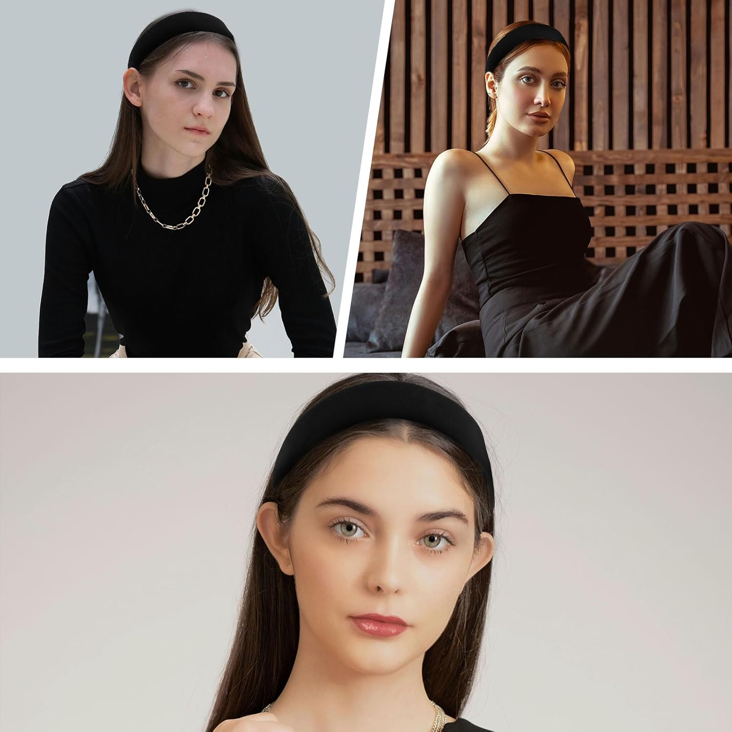 KIUEZIR Black Wide Headband Women'S - Extra Wide Vintage Headband with Non-Slip Velvet Lining, Soft & Comfortable Headband for Women & Adults, Office & Everyday Life, Hair Accessories Women'S Festival image number 6