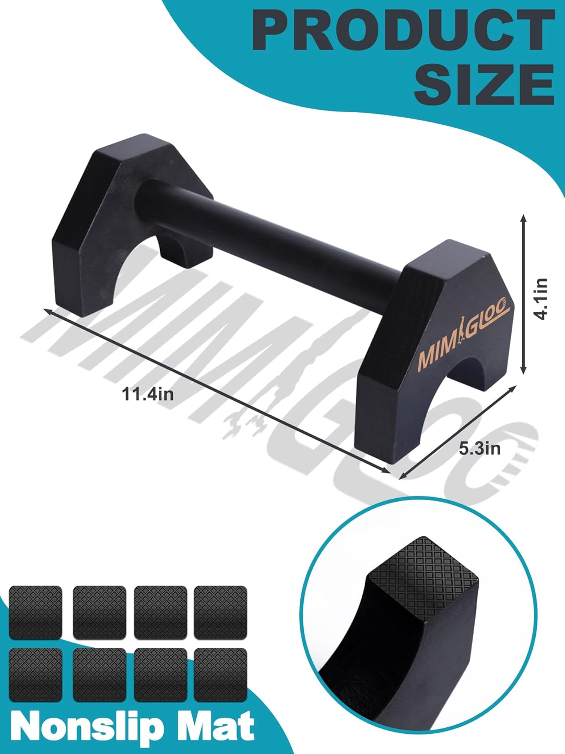 MIMIGLOO Premium Wooden Push-Up Handles and Non-Slip Calisthenics Parallettes, Push-Up or Handstand Handles, Push up Bar for Indoor and Outdoor Bars image number 3