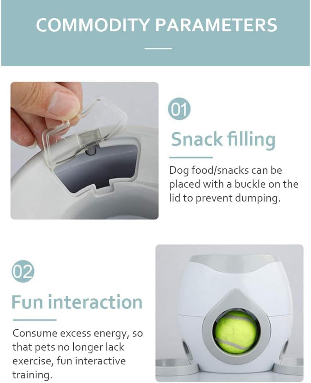 Pet Tennis Ball Launcher Toy, Automatic Pet Feeder Fetch Tennis Ball Launcher Dog Interactive Throwing Ball Machine Puzzle Toy for for Dog IQ Training (White) image number 4