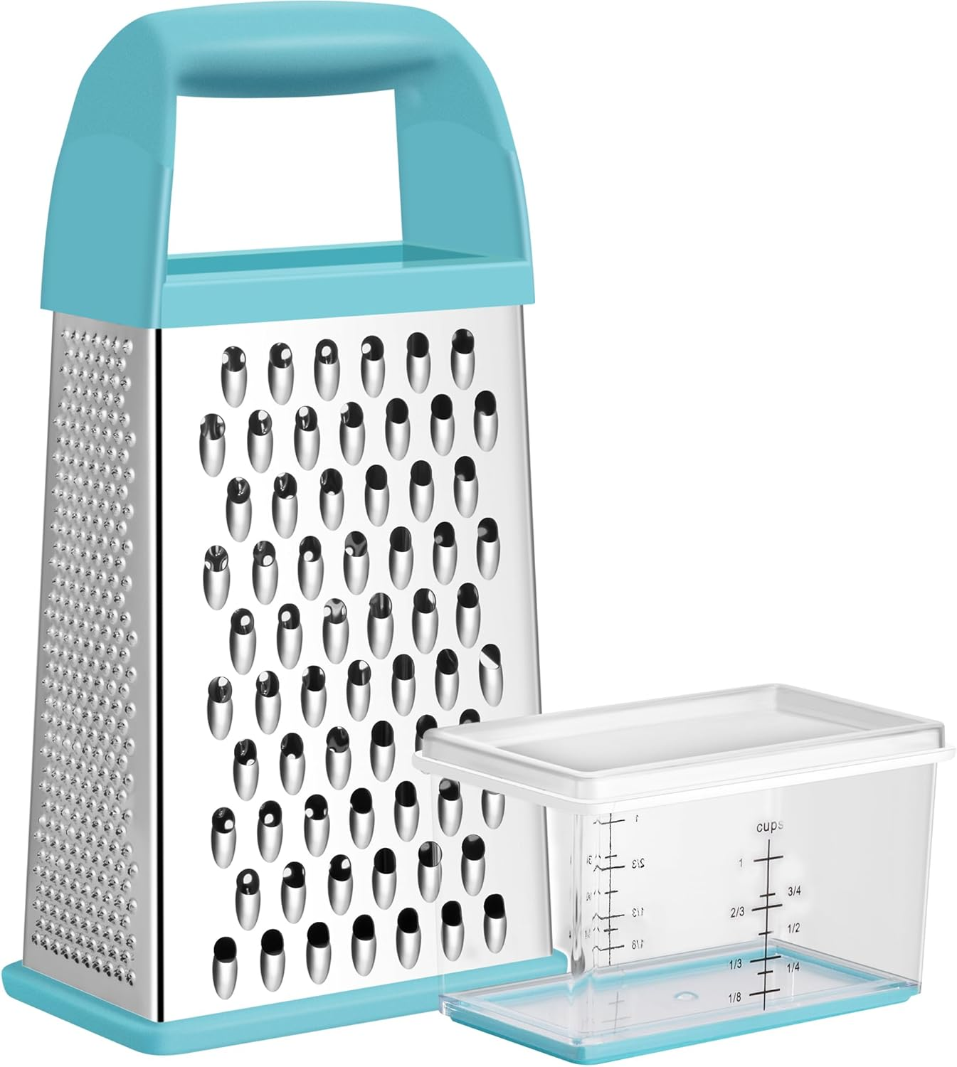 Urbanstrive Cheese Grater with Container Box Grater Stainless Steel Graters for Kitchen Cheese Shredder Parmesan Shredder Kitchen Gadgets Kitchen Tools Kitchen Gifts for Chef Dishwasher Safe Zester