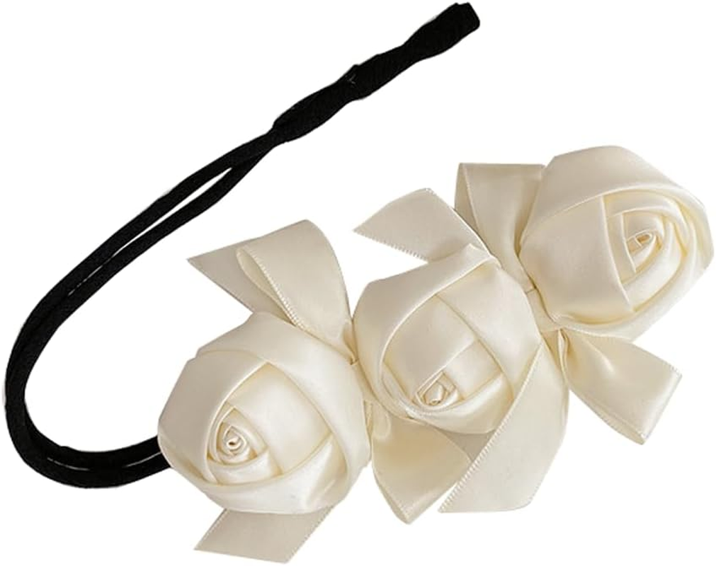 White Rose Hair Bun Makers Lazy Curler Clips Doughnut Hair Bun Maker Twist Bun Accessories Hair Styler Tool for Women Girls image number 4