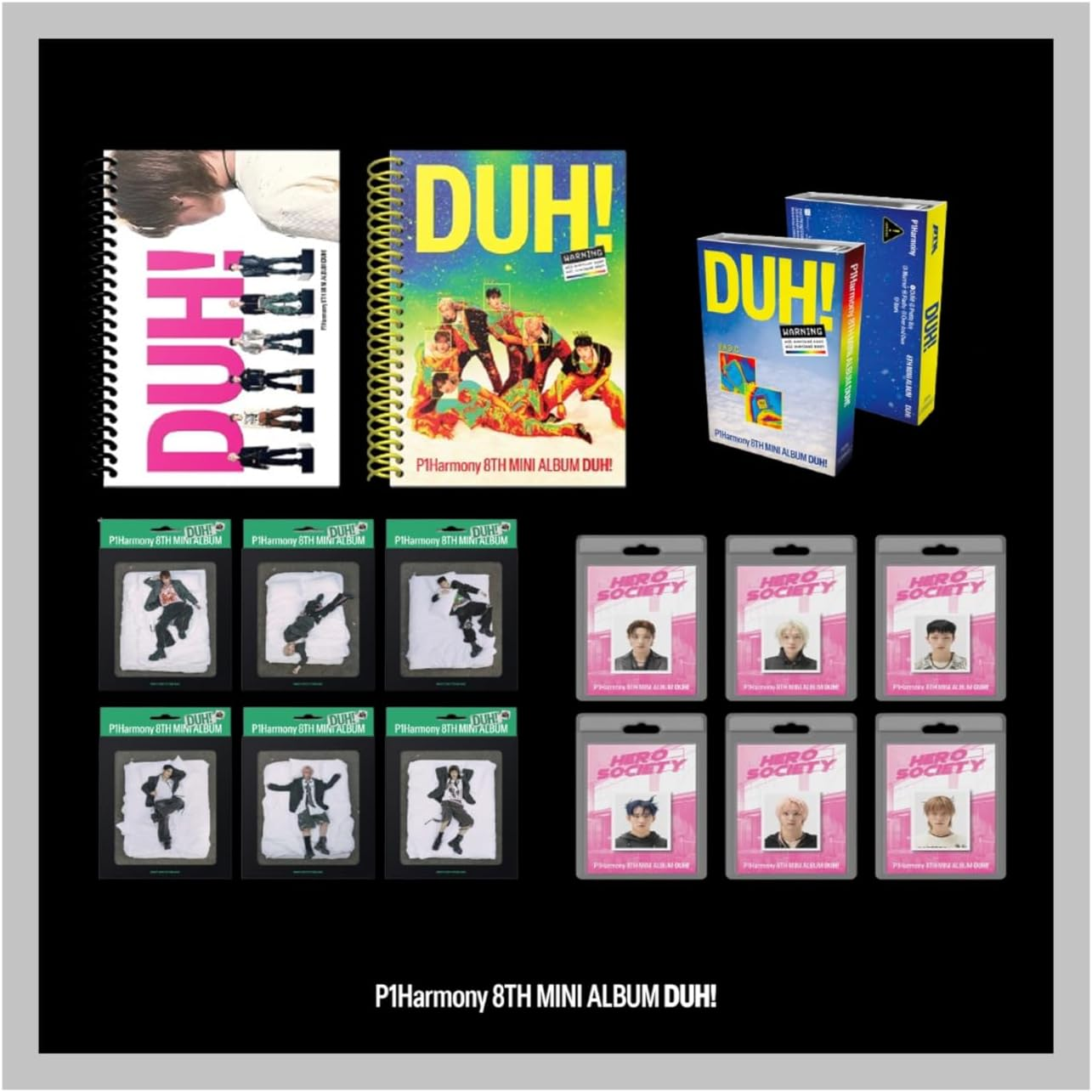 P1Harmony DUH! 8Th Mini Album with Tracking Sealed P1H (4 Version Set(1Standard+1H+1Fancy+Nemo)) image number 4