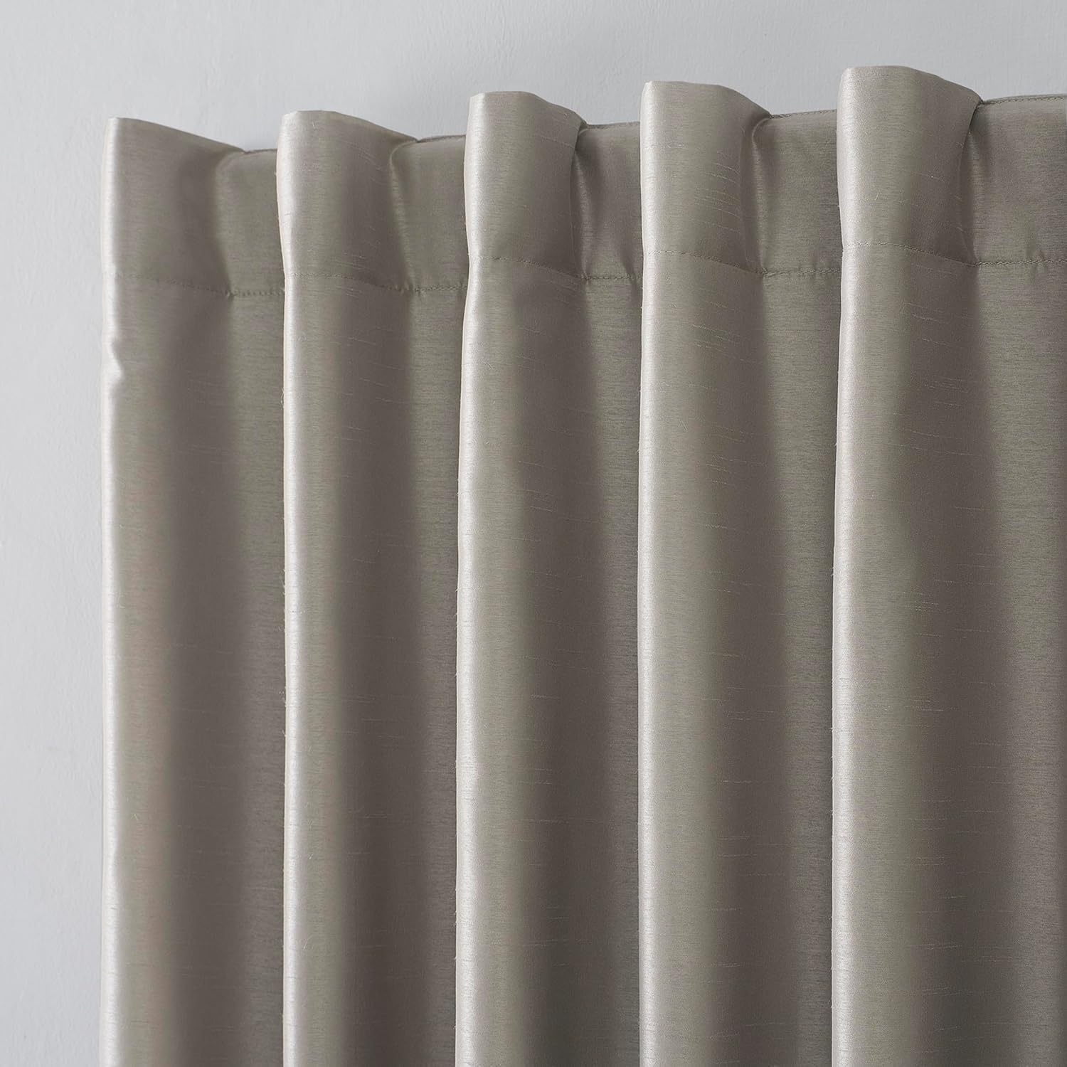 Sun Zero Greyson Faux Dupioni Silk Thermal Extreme Total Blackout Back Tab Curtain Panel, 50" X 84", Stone Beige image number 4