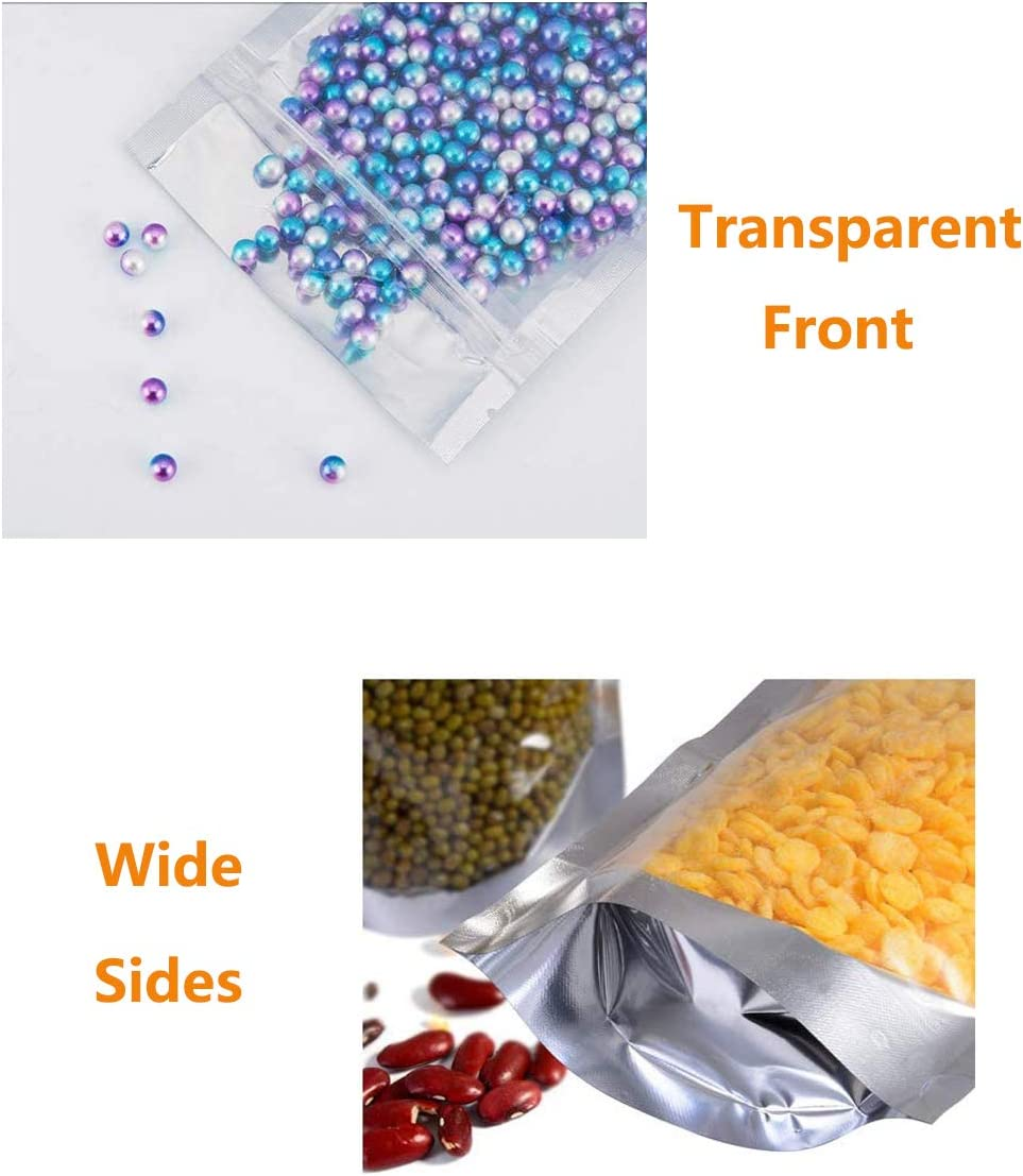 100PCS Candy Bags with Clear Window, 18X26Cm Stand up Aluminum Foil Bags, Smell Proof Bags,Reclosable Reusable Food Pouches Bags with Zip Lock,Sealable Treat Bags for Snacks Beans Coffee