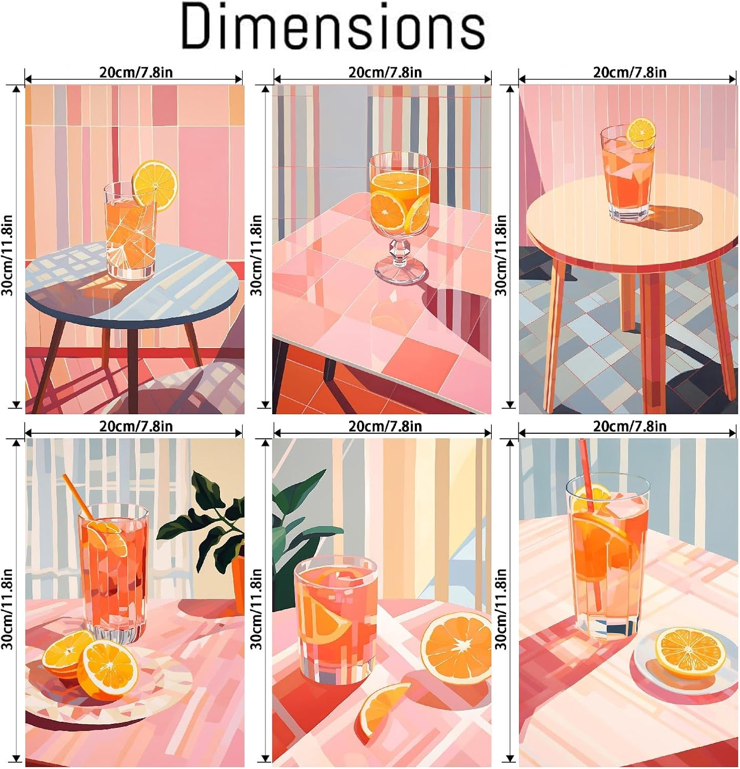 6 Pack Paint by Numbers Kit for Adults, DIY Orange Juice Acrylic Paint by Number Kits on Canvas without Frame, Cocktail Adult Paint by Number Art and Craft for Home Wall Decor 7.8X11.8Inch image number 3