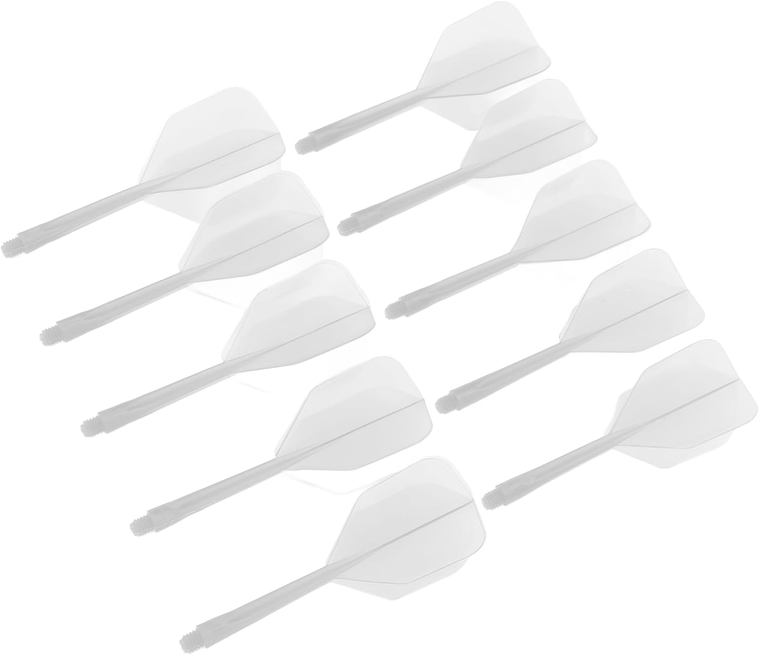One Piece Dart Flight and Shafts, Plastic 10Pcs Excellent Balance Integrated Dart Shaft and Flights for Dart Game (White)