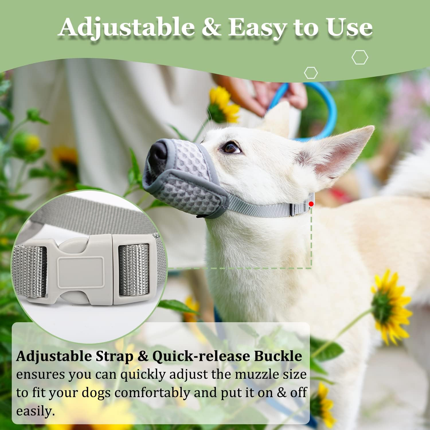 Mayerzon Dog Muzzle, Puppy Soft Mesh Muzzle for Small Medium Large Dogs Chihuahua Poodles Beagle Dachshund Corgis Labrador for Biting Chewing Grooming That Allows Panting Drinking(S, Grey)