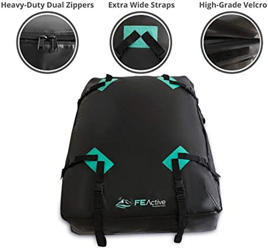 FE Active Cargo Rooftop Carrier - 100% Waterproof 15 Cubic Ft. Roof Dry Bag Heavy Duty Car & SUV Roof Top Luggage Storage Cargo Carrier W Straps, Road Trips, Camping, Travel | Designed in California image number 1