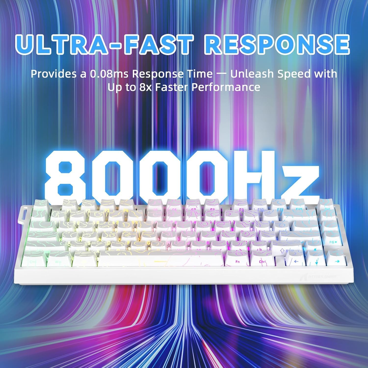 ATTACK SHARK R82HE Rapid Trigger Wired Mechanical Gaming Keyboard TKL NKRO with 8K Polling,0.005Mm RT Accuracy,256K Scan Rate,5 Layer Sound Damped,Hall Effect Magnetic Switch for PC Mac(White Contour) image number 1