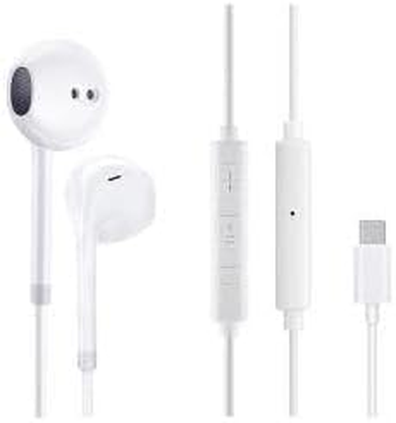 APM France, 600319 USB-C In-Ear Headphones with Remote - White