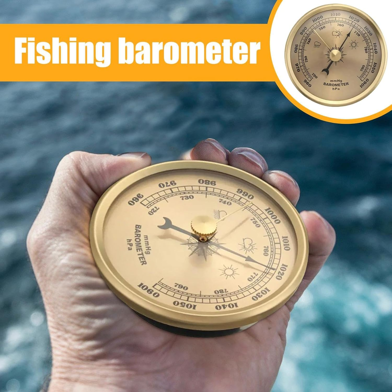 Outdoor Barometer | Weather Station for Garden | Portable Pressure Measuring Device for Outdoor Lake Men Hunting Fishing Surfing Camping Hiking Fisherman Boating image number 4