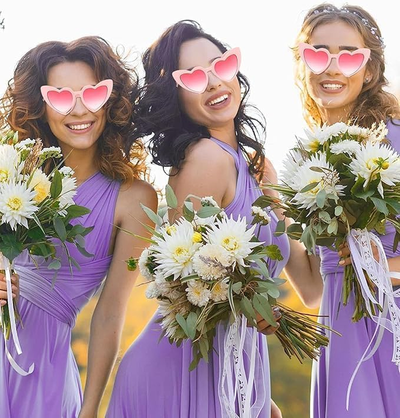 Heart-Shaped Sunglasses, Vintage Style, Pink and White, 10 Pairs image number 2