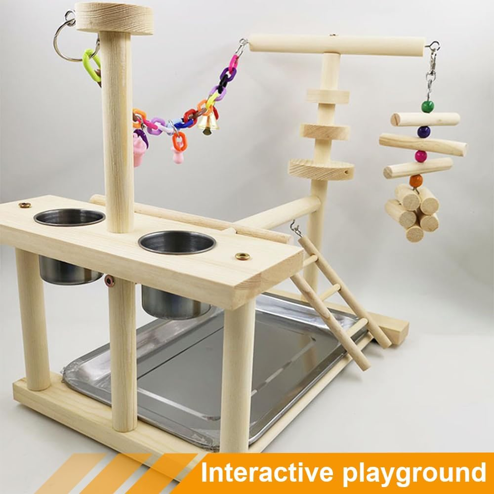 HPAMR Bird Playground, Bird Perches Stand, Parrot Climbing Frame Stand, Birds Interactive Playground, Easy Assembly Includes Colorful Toys and Perch for Parakeets Conures Cockatoos and Finches image number 1
