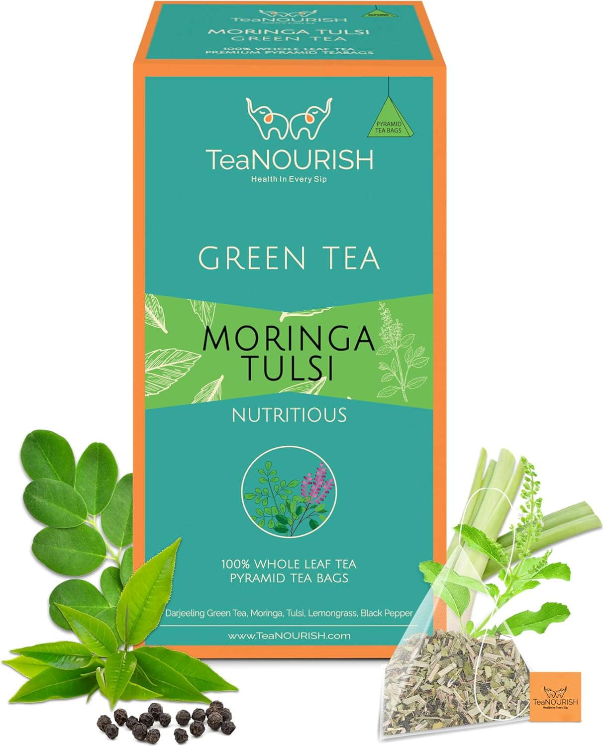 Teanourish Berry Punch Green Tea | 20 Count Pyramid Tea Bags | Zingy & Refreshing | Darjeeling Whole Leaves | 100% Natural Fresh Berries & Hibiscus Flower image number 2