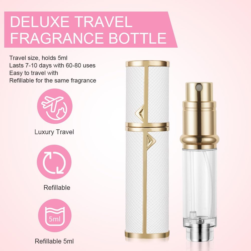 LOPHE Perfume Travel Bottle, 5ML Luxurious Perfume Atomiser Refillable, Leather Perfume Spray Bottle, Easy to Refill Perfume Atomiser for Women Men, B (White) - 3*10Ml-Gradient Blue image number 3