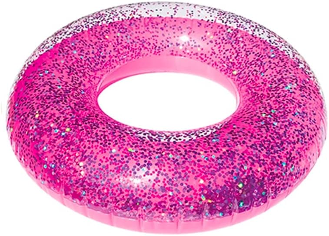 2Pc Land & Sea Bling Inflatable Swimming Pool Ring/Ball Set Water Float Pink