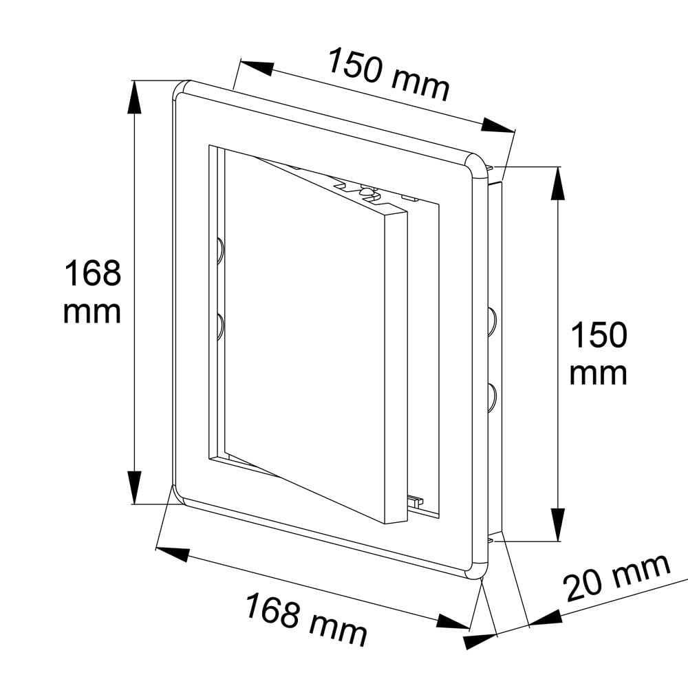 Awenta 150 X 150 Mm Plastic Access Panel Door - White Opening Flap Cover Plate - Inspection Hatch - Door Latch - Concealed Hinge - Removable Door - Paintable Smooth Surface (6 X 6 Inches)
