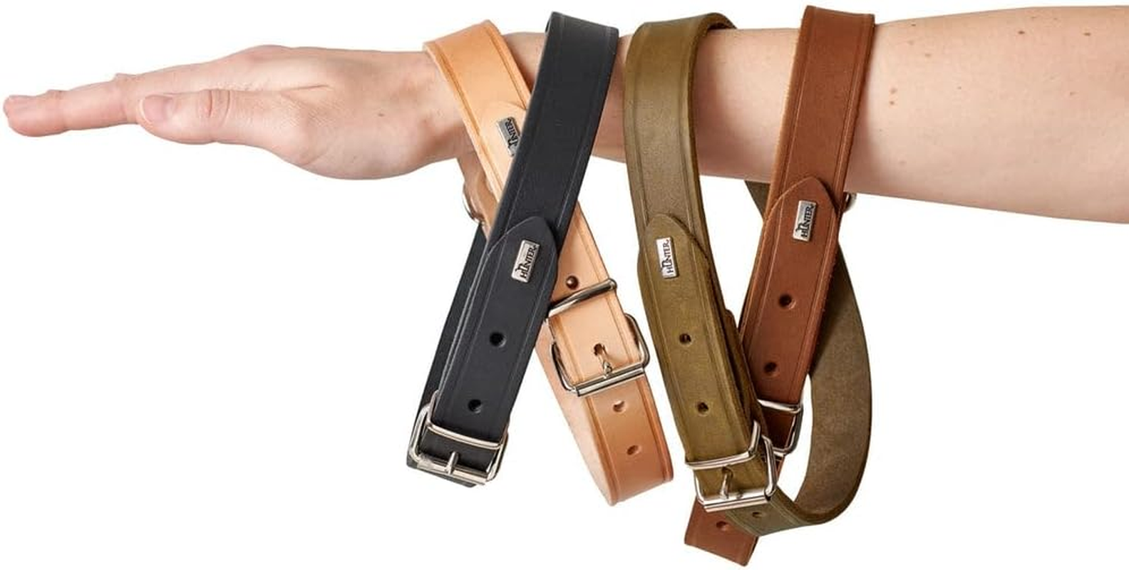 HUNTER Aalborg Dog Collar, Colour: Dark Blue, Robust and Durable Leather, Strong Greasing, Ideal for Dog Sports and Everyday Life, with Leather Pendant, Made in Germany, Size: 32 image number 2