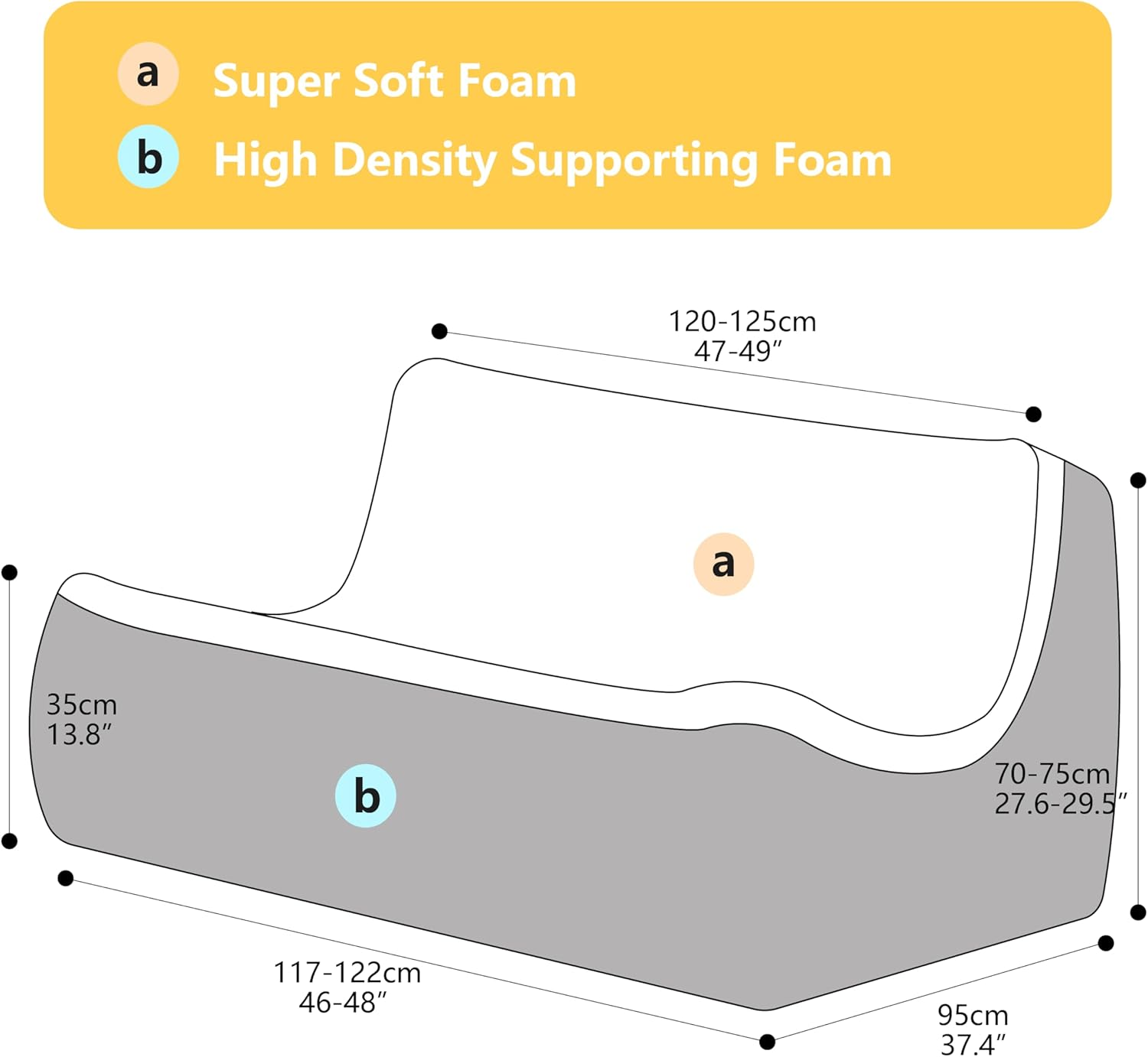 N&V Fireside Loveseat, Mid Century Armless Twin Size Floor Sofa, Soft Premium Corduroy Floor Lounge Chair, Foam Sofa Accent Chair for Living Room Bedroom and Office, Lime - Brown Sugar image number 2
