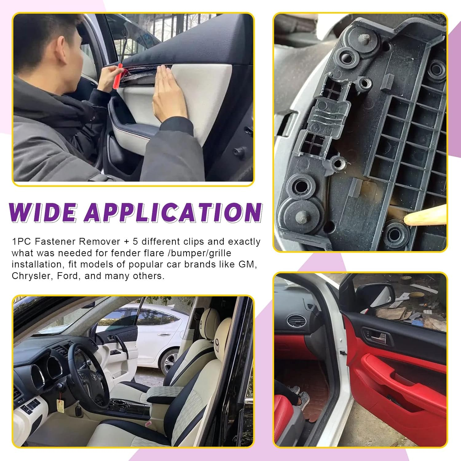 Swpeet 111Pcs 5 in 1 Fastener Bumper Retainer Clips Car Clips with Fastener Remover Kit, Plastic Rivets Grille Fender Flare Hardware Compatible with 2007-2022 Jeep Wrangler & 2005-2010 Grand Cherokee image number 2