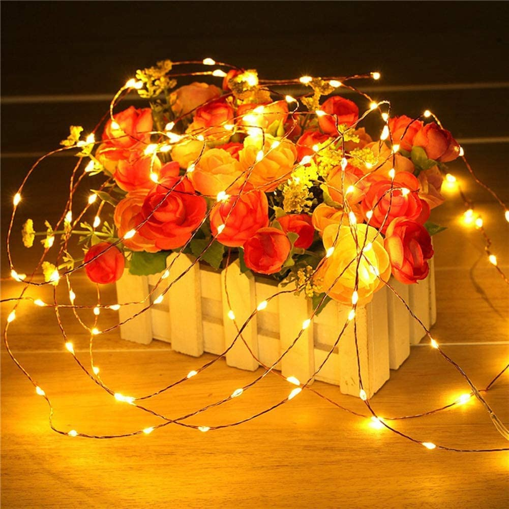 Solar String Lights Outdoor, HF 10M 100 LED Solar Powered Fairy Light with 8 Lighting Modes, Waterproof Copper Wire Tree Lights Lights for Christmas Party Decoration (Warm White-1 Pack) image number 1