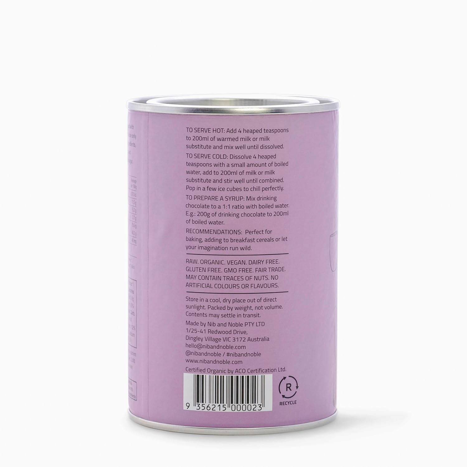 Nib and Noble Organic Drinking Chocolate - Chai, 200 G image number 1