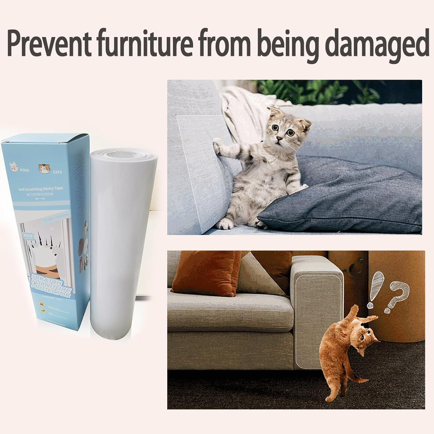 SHAPEPOTY 2 X Anti-Scratch Cat Sofa Cover Protector Anti-Scratch Transparent Sofa Protector Protect Sofa from Cat Scratches - Easy to Use image number 3