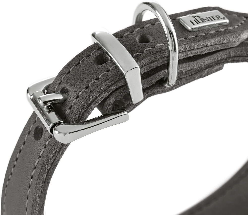 HUNTER Malta Dog Collar Petrol, Made of Oiled Soft Cowhide Leather, Soft Cowhide, Hardwearing, Brilliant Colours, Handmade, Made in Germany, Size: 37 image number 5