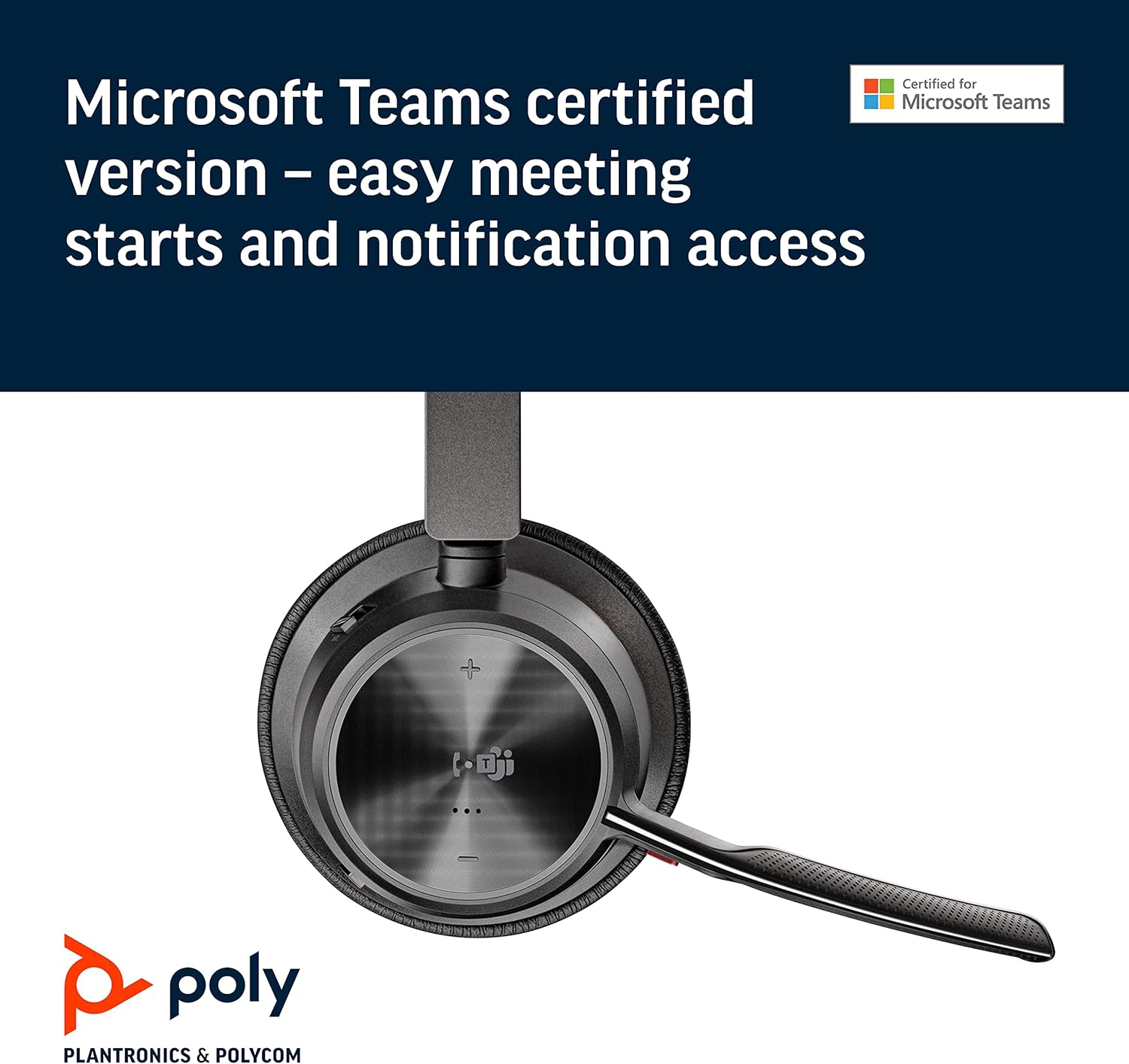 Poly - Voyager Focus 2 UC USB-A Headset (Plantronics) - Bluetooth Dual-Ear (Stereo) Headset with Boom Mic - USB-A Pc/Mac Compatible - Active Noise Canceling - Works with Teams (Certified), Zoom & More, Black, Standard image number 3