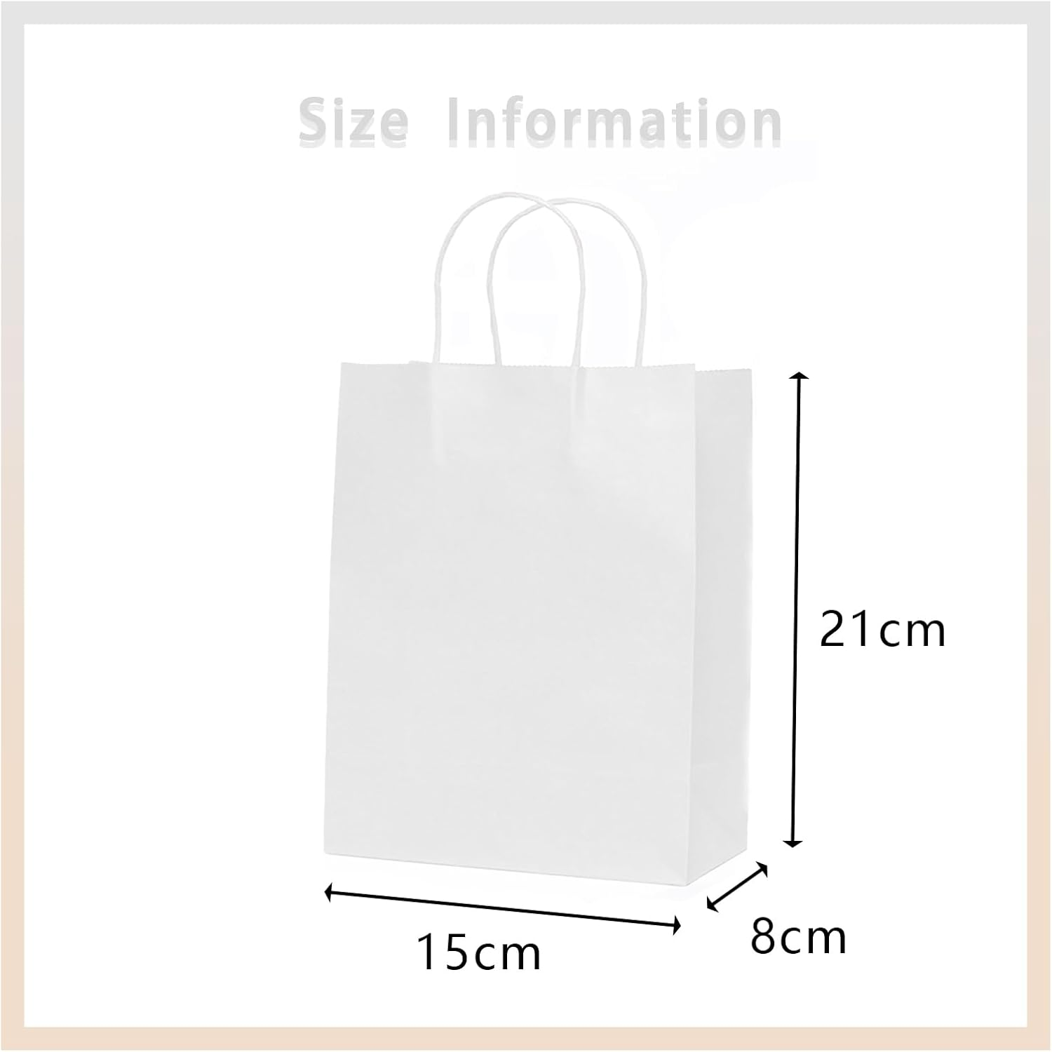 Jotia 20Pcs 15X8X21Cm Paper Bags with Handles, Natural Paper Gift Bags Eco-Friendly Kraft Bags Shopping Bags Bulk Kraft Paper Bags Retail Merchandise Bags Craft Shopping Bags Carrier Bags (White) image number 3