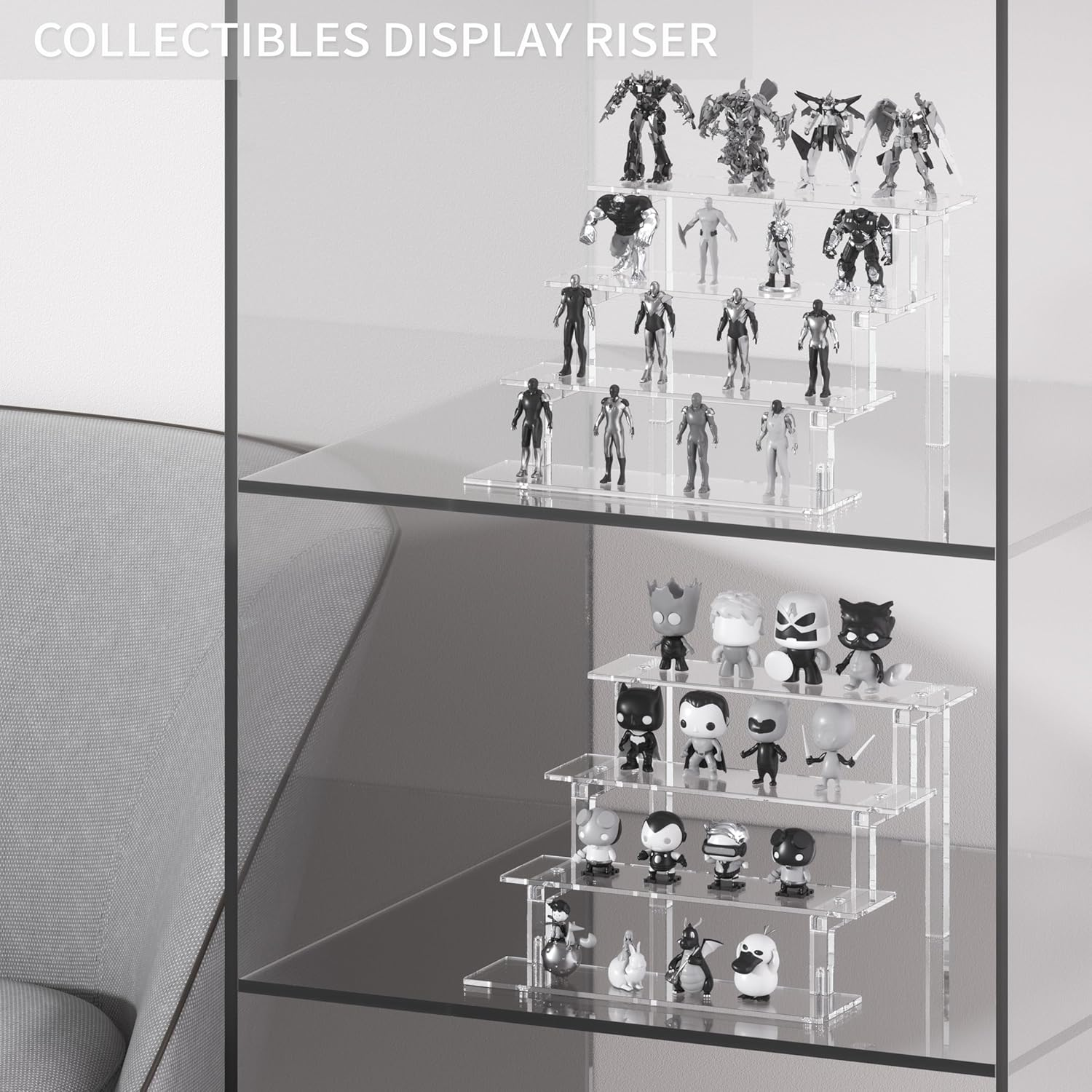 Display Stand, 12&rdquo; Perfume Organizer, Display Risers Acrylic Display Shelf for Perfume Cologne Makeup, Clear Acrylic Shelves, 4 Tier Acrylic Risers Cologne Stand for Wedding Party Birthday (1 Pack) image number 1