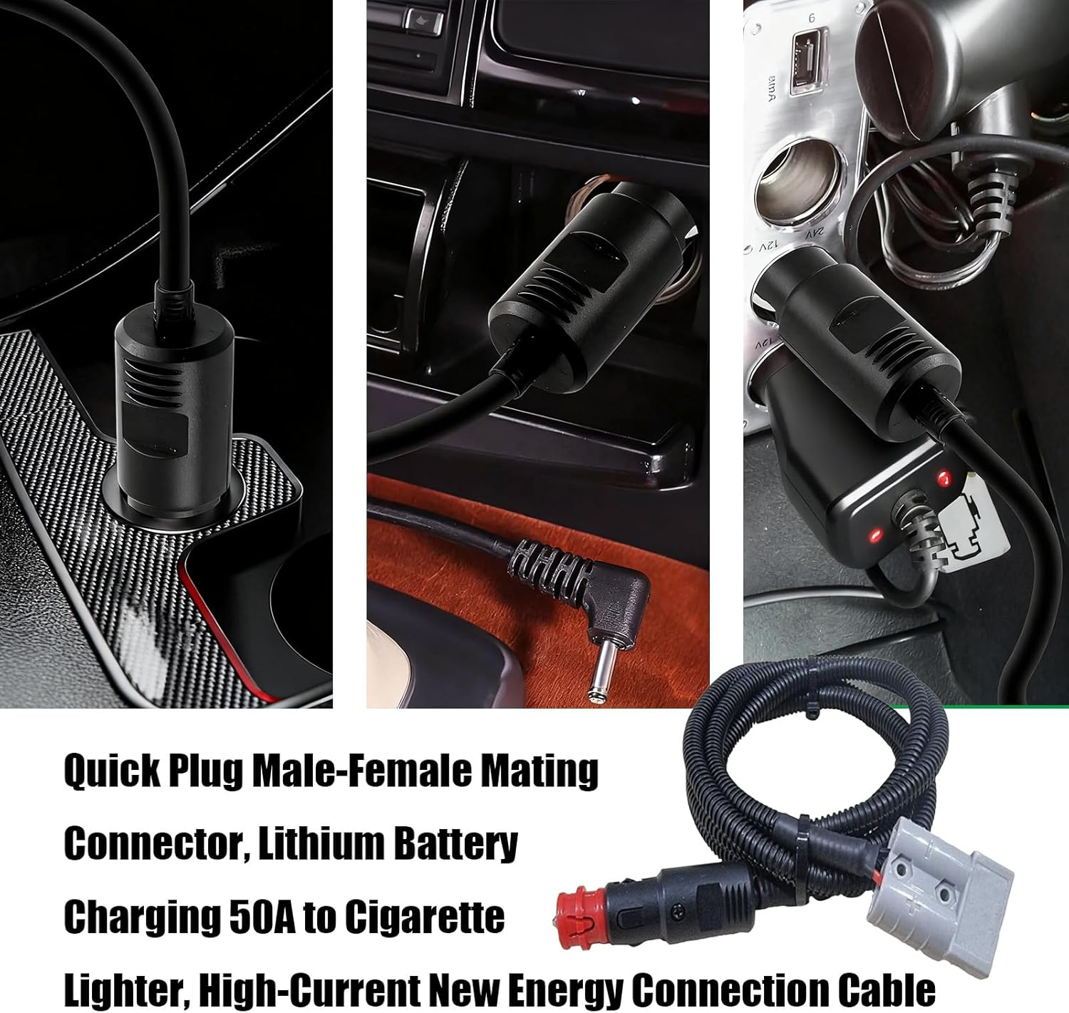 1Pcs Anderson Plug Cigarette Lighter Adapter, Style Connector EU Male Car，50A Anderson Plug Extension Cable, Suitable for Caravan Accessoriesoven and Refrigerator Systems（With Protective Cover & 2M） image number 2