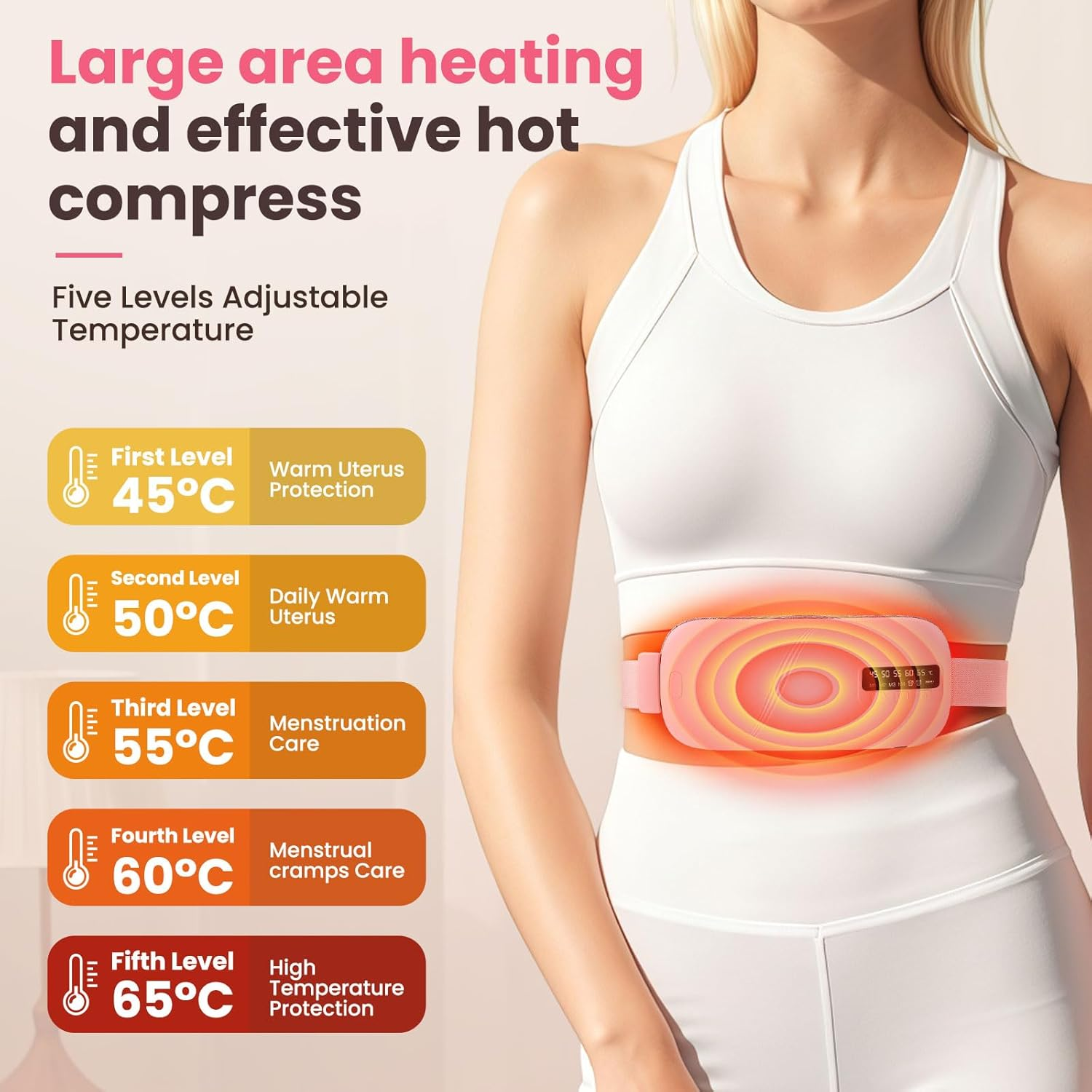 Sika Deer Portable Heating Pad for Period Cramps, Electric Waist Belt Device, Menstrual Heating Pad with 5 Heat Levels and 4 Massage Modes for Cramps Relief for Women and Girls. image number 1