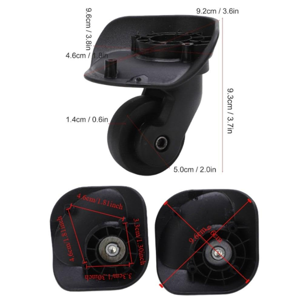 &zwnj;2-Pack A23 Luggage Replacement Wheels 360&deg; Swivel Silent Casters for Suitcases & Trolleys, with 8 Screws Durable PP+PET Travel Spare Parts&zwnj; image number 4