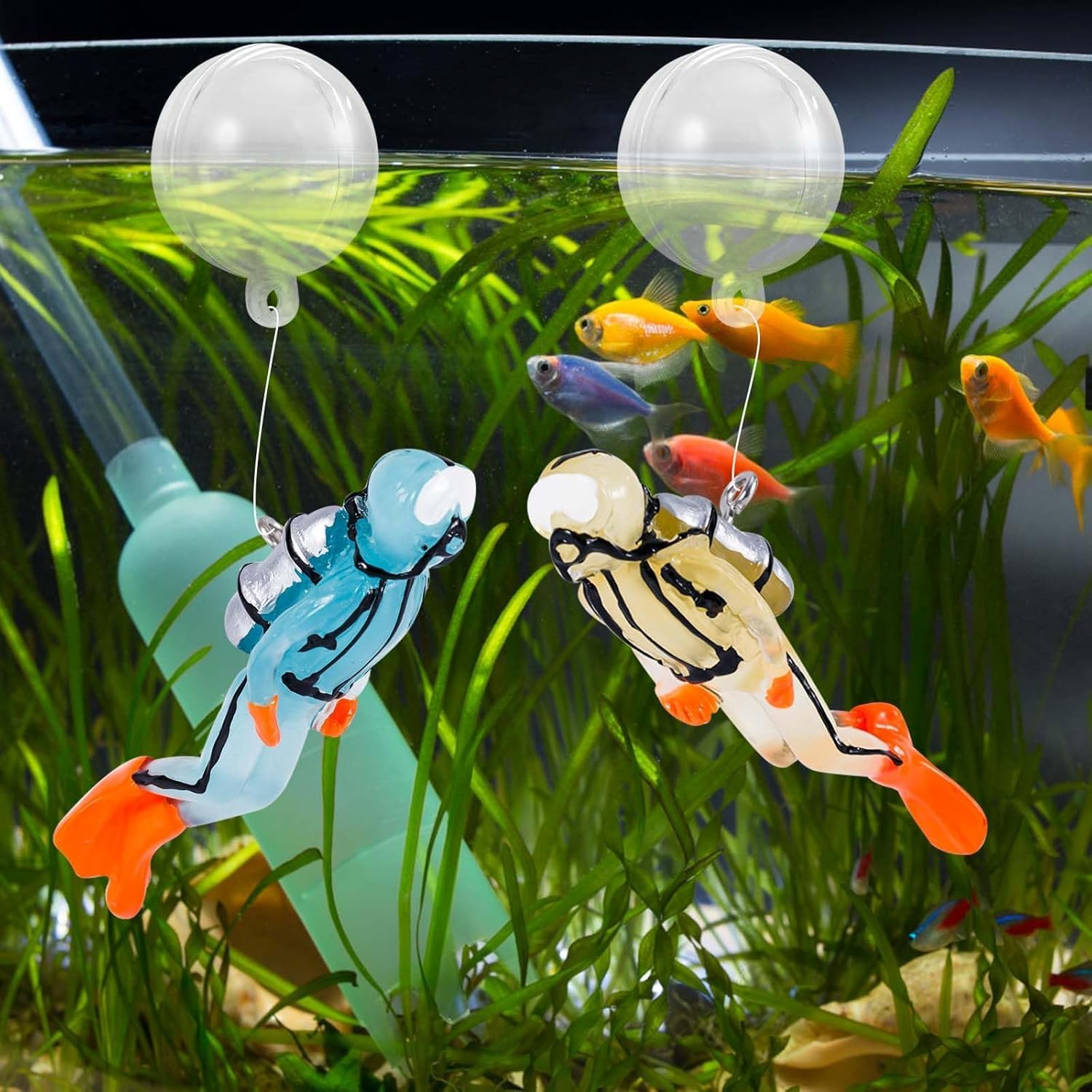 2Pcs Fish Tank Decorations,Fish Tank Floating Diver Decorations,Fish Tank Decorations Little Diver Aquarium Decoration,Lovely Mini Diver Resin Aquarium Decoration Fish Tank Floating Divers Ornaments image number 6