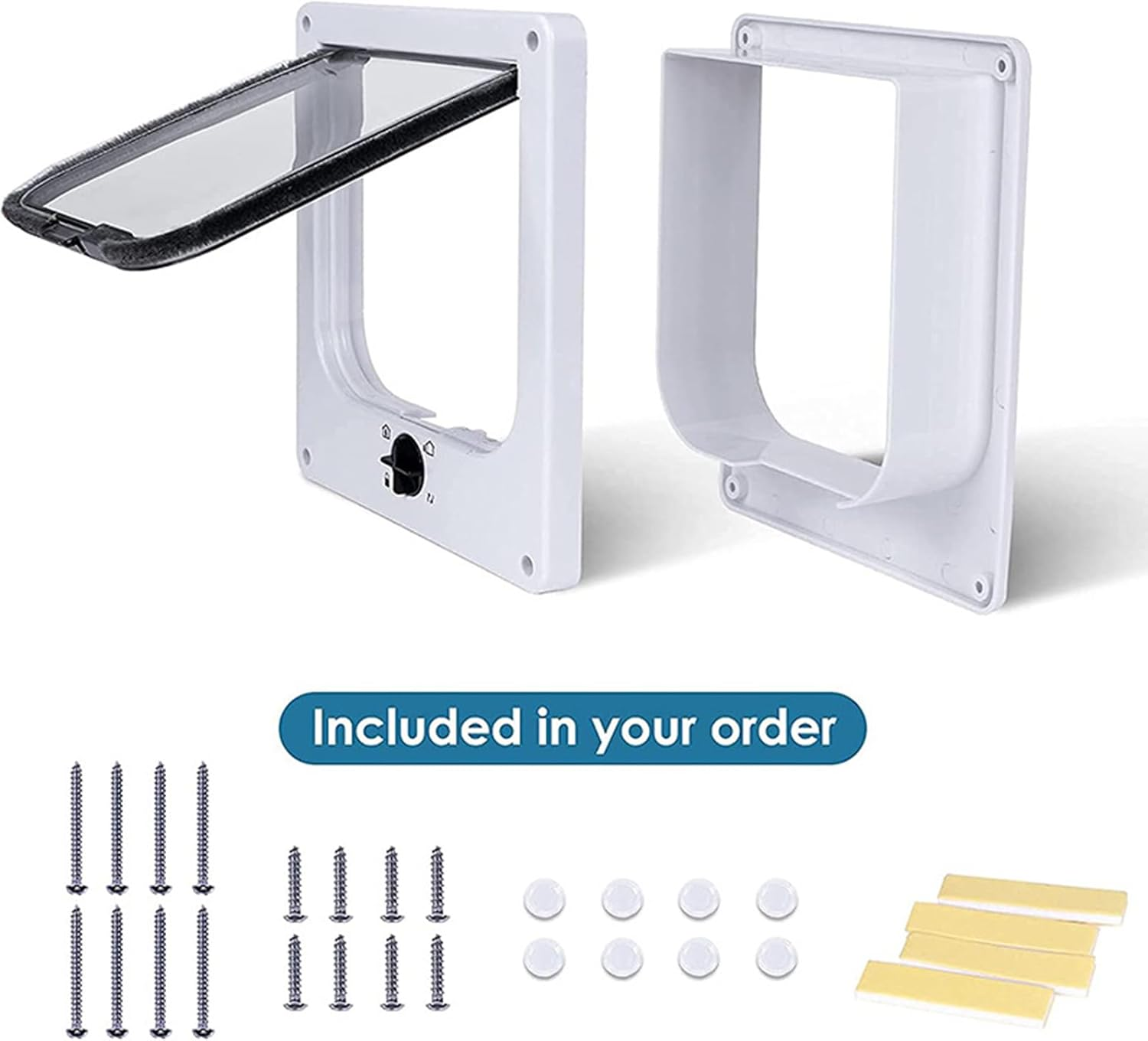 LASIEYO Cat Door Interior Door, Cat Door for Window, Cat Flap Door, 4-Way Controllable, Weatherproof Pet Door, Easy Installation in Walls, Doors image number 1