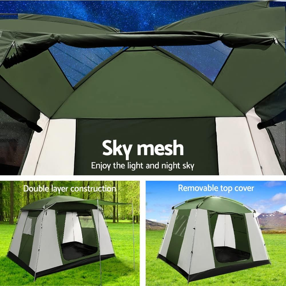 Weisshorn Camping Tent, 6 Person Easy Setup Family Dome Tents Outdoor Travel Hiking Beach Trip, Portable Shelter Sun Protection Water Resistance Green White image number 1