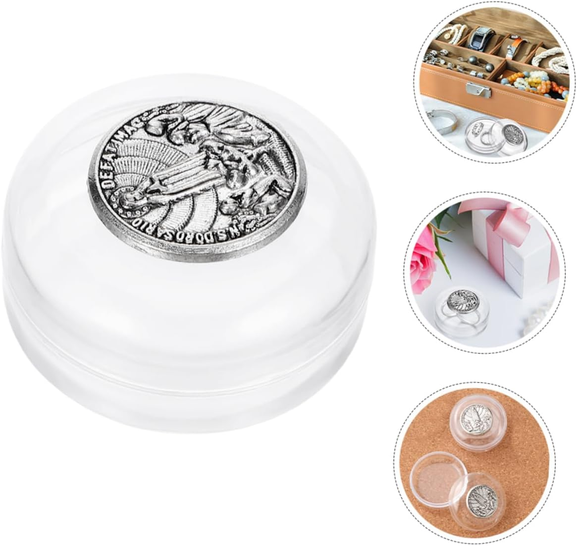 Veemoon 2Pcs First Holy Communion Rosary Box Catholic Trinket Box Metal Packaging Case For