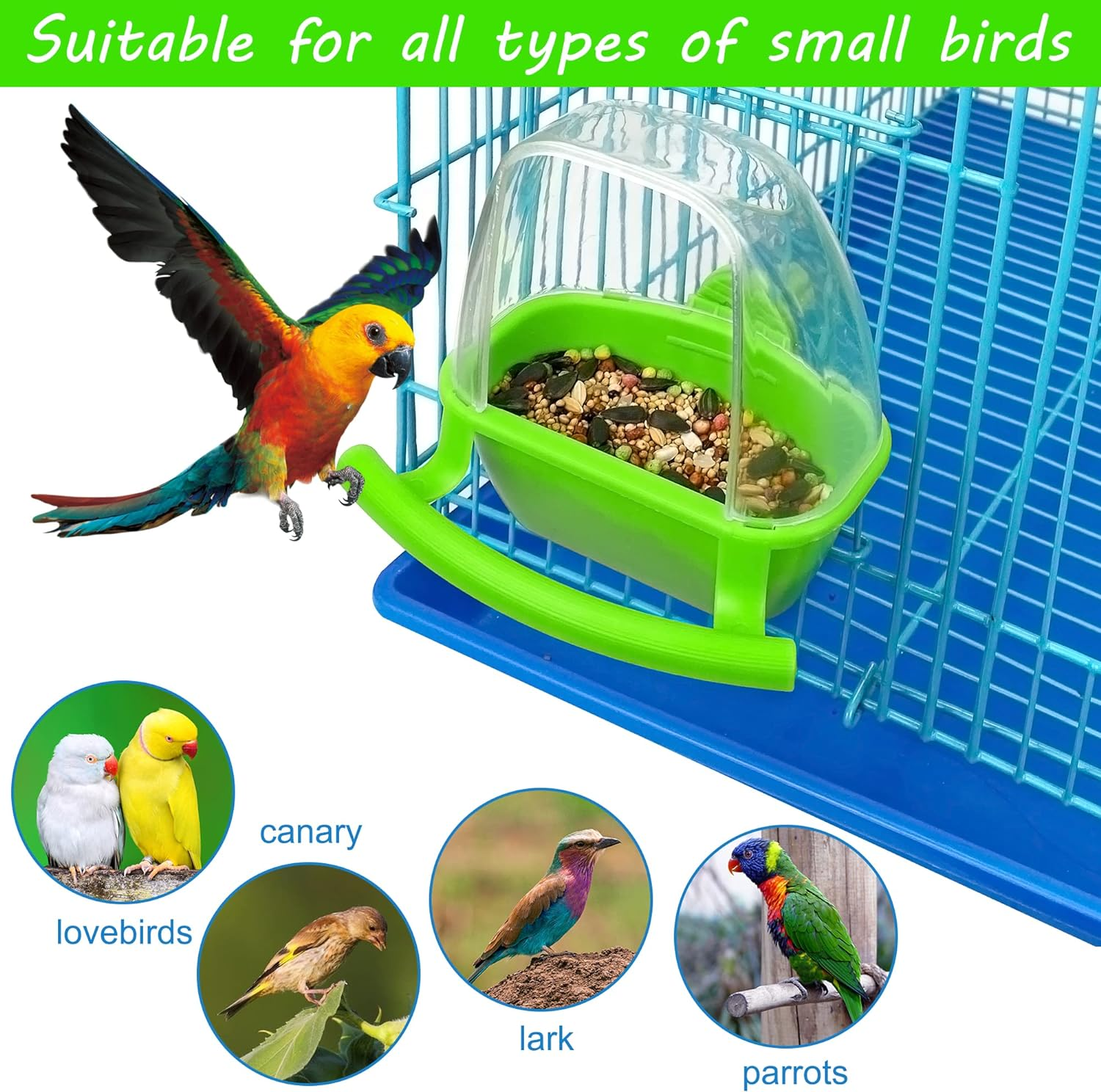 2Pcs Birds Water Dispenser, Parrot Feeder Hanging Bird Food Bowl, Cage Accessories for Parakeet, Budgies, Lovebirds image number 2