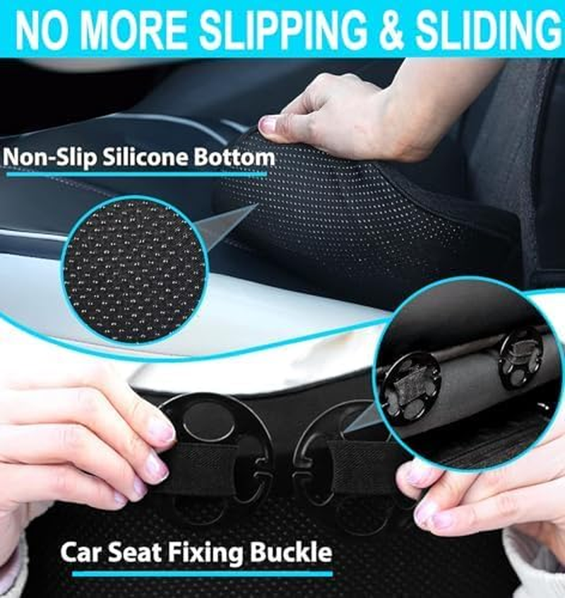 Wedge Car Seat Cushion, Memory Foam Car Truck Coccyx Seat Pillow for Driving - Sciatica and Back Pain Relief - Heightening Wedge Cushions for Car Driver Office Lumbar Tailbone Support