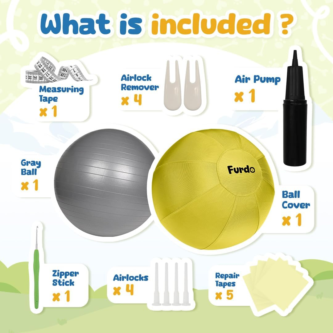 Furdo Herding Ball for Dogs, for Australian Shepherd, for Cattle Dogs, for Border Collie, for Blue Heelers & Other Medium to Large Dogs, Herding Dog Ball, Herding Dog Toys, Horse Ball - 25" Yellow image number 5