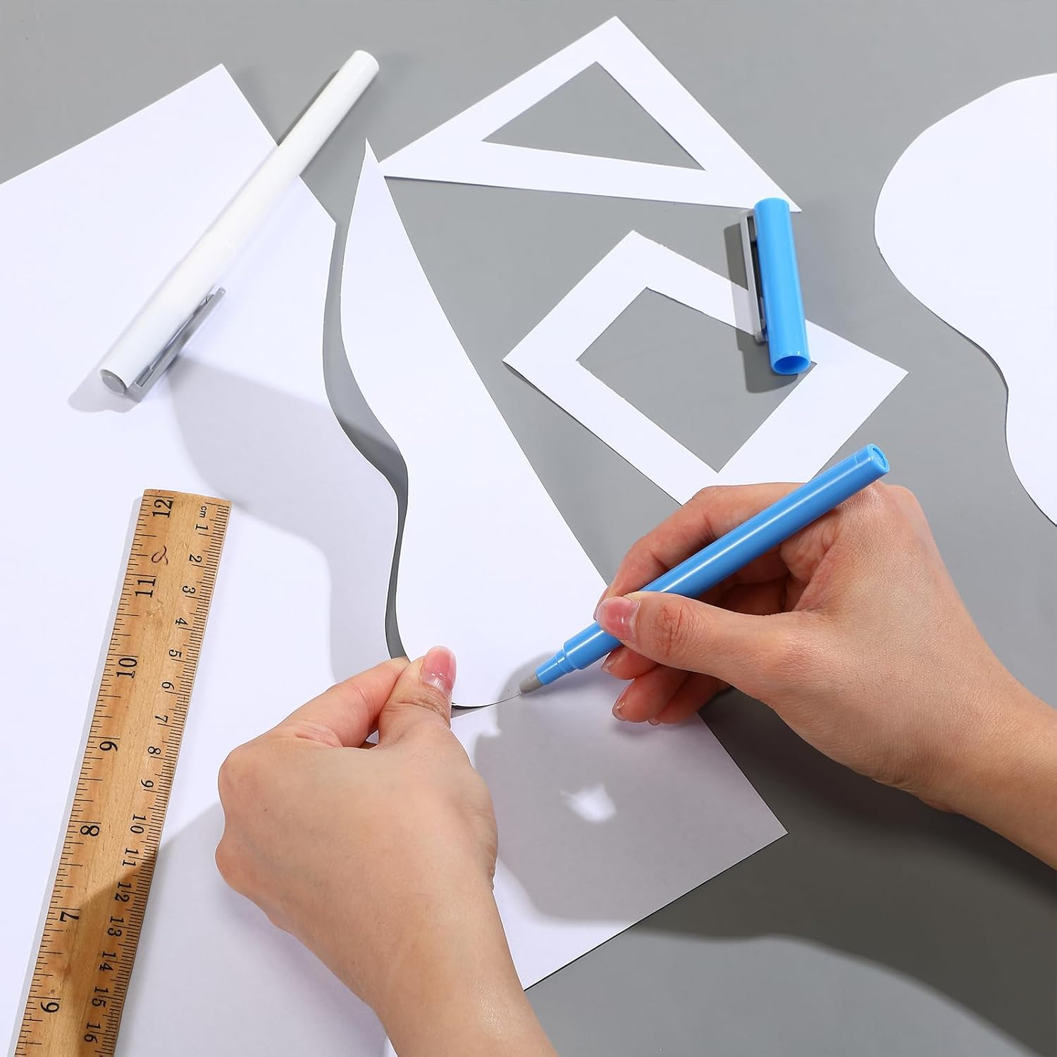 2 Pcs DIY Diamond Painting Parchment Paper Cutter Precision Craft Ceramic Blade Knife Pen for Cutting Paper Art with Replaceable Blade (Blue, White) image number 3